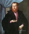 Porträt eines Mannes in Schwarz Seidenumhang 1535 Renaissance Lorenzo Lotto